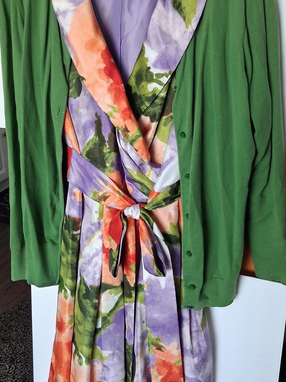 Evan Picone Lilac Floral Faux Wrap Dress
